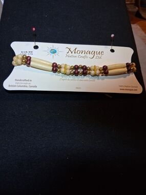 Monague Cream and Burgundy Beaded Women's Choker